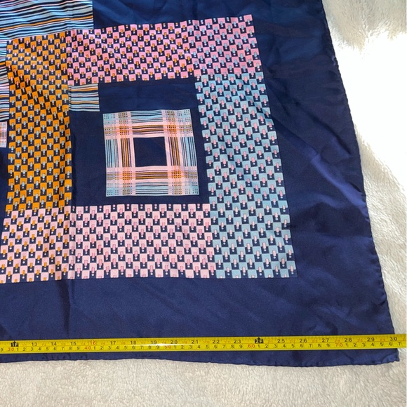 Christian Dior Geometric Patterned Colorblock Silk Scarf - Picture 6 of 7